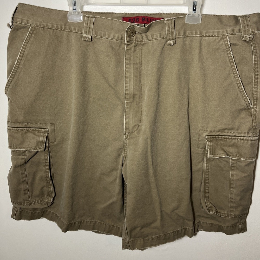626 Blue Mens Cargo Shorts Size 46 Khaki Tan Cotton Twill Utility Relaxed Fit